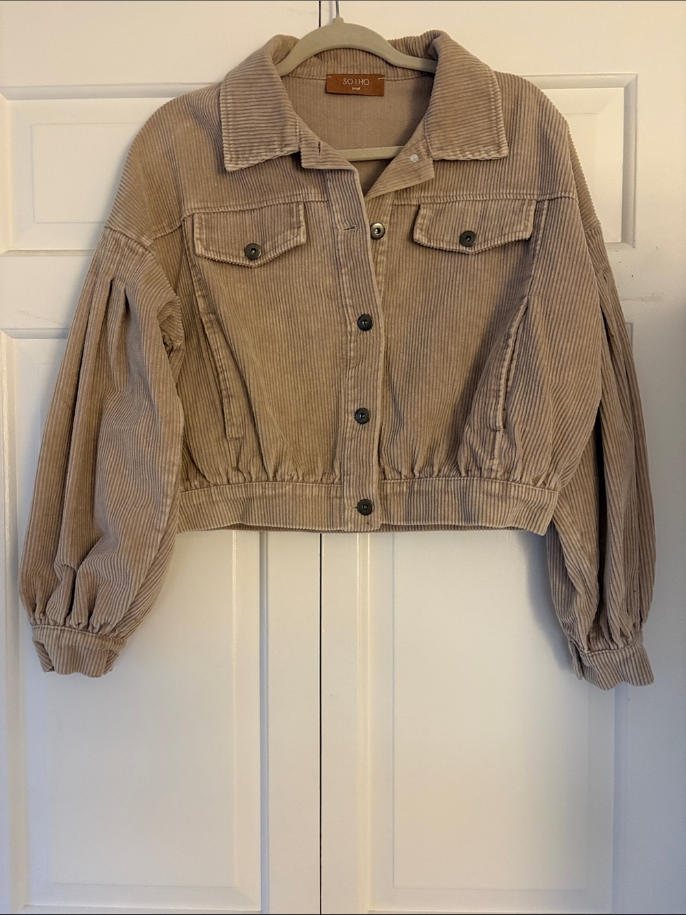 Beige Corduroy Cropped Jacket